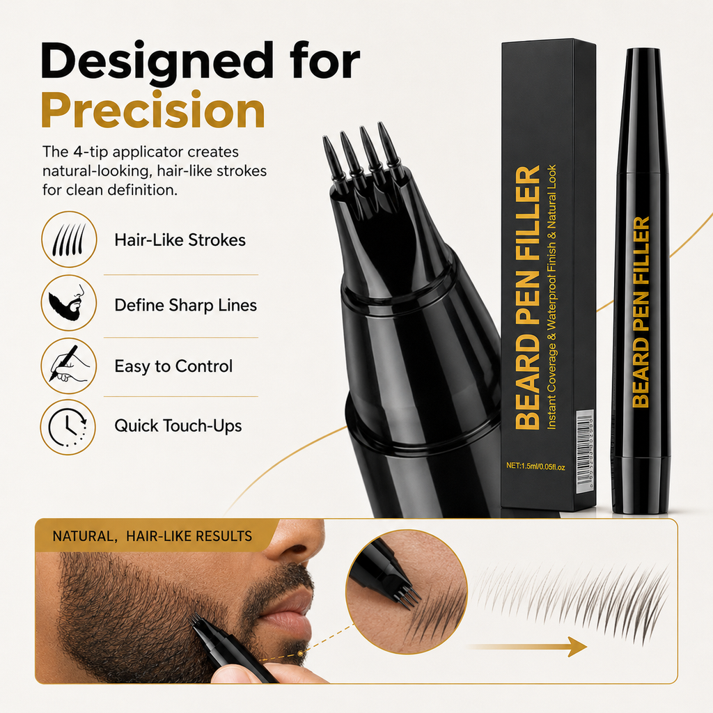 Waterproof Beard Pen Filler – Natural-Looking Patchy Beard Enhancer